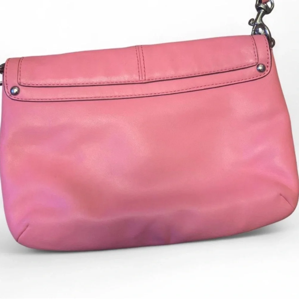 Authentic Coach Kristin Leather Flap Crossbody Bag | Peachy Pink